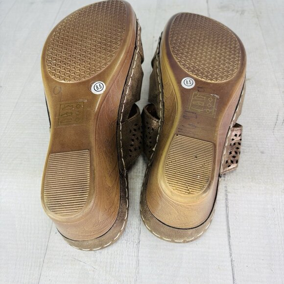 GC Women ODELIA  Bronze Lazer Slip On Wedge Lightweight  Sandals Shoes Size 8.5 - Picture 10 of 16